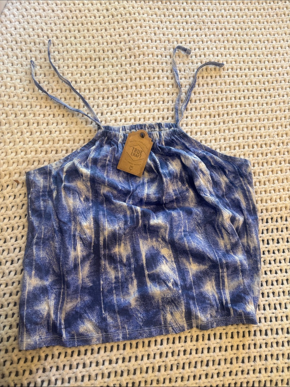 True Craft Blue and White Tie-Dye Spaghetti Strap Cami
